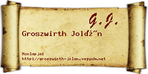 Groszwirth Jolán névjegykártya